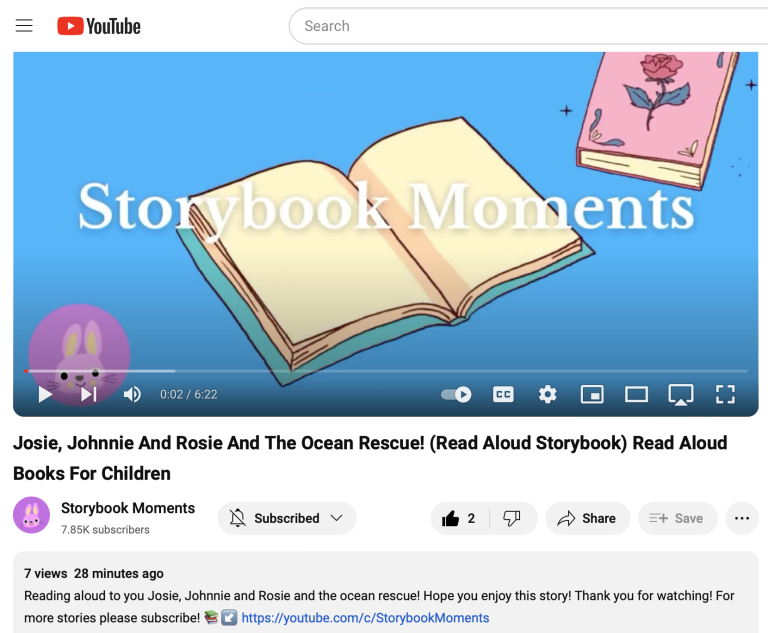 Storybook Moments features Josie, Johnnie and Rosie on their YouTube channel